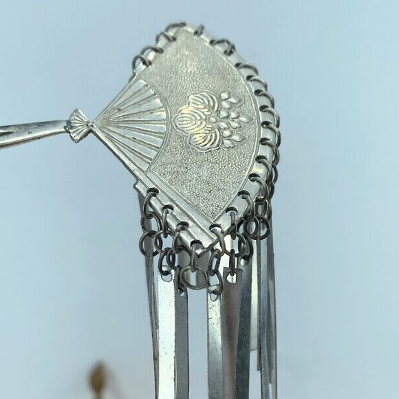 Silver Metal Kanzashi Ogi Bira Traditional Hair Accessory Nihongami GS516 main image 7